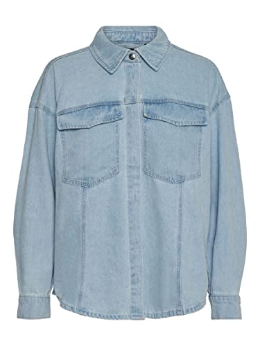VERO MODA Vmpaloma Ls Oversized Shirt Ga Noos bluzka damska, jasnoniebieski (light blue denim), S