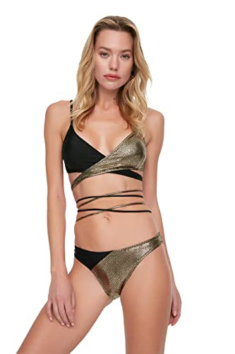 Trendyol Damski kolor blokuje dół od bikini, czarny, 40