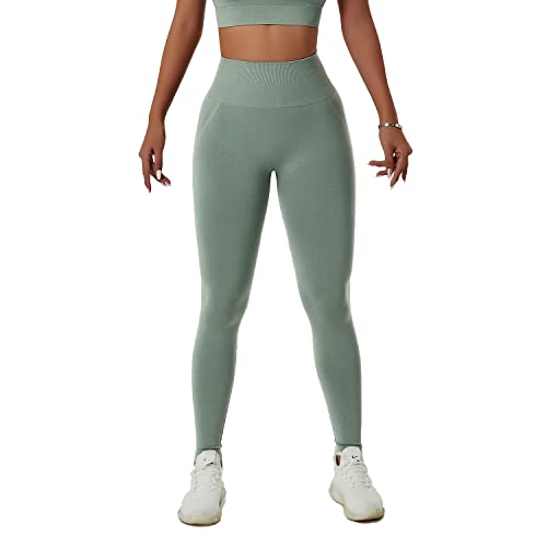 EULLA Leggins Joga Kobieta Nagie Uczucie Spodnie Sportowe Joga Kobiety Legginsy Damskie Fitness Miękkie Elastyczne, Jasnozielony, L