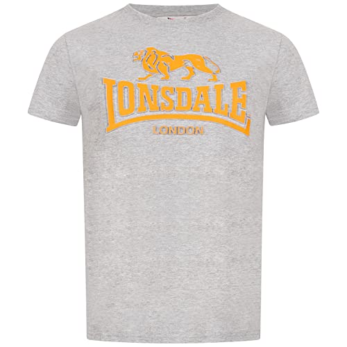 Lonsdale Męski T-shirt Kingswood, Marl Grey/Orange, 3XL