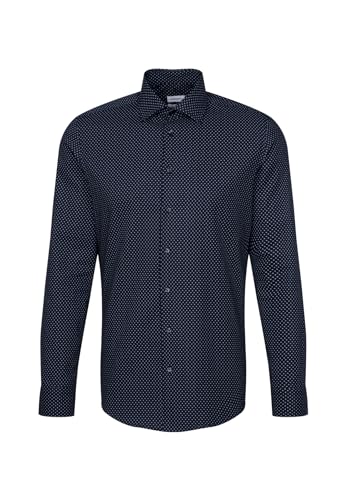Seidensticker Męska koszula slim fit z długim rękawem, granatowy, 44