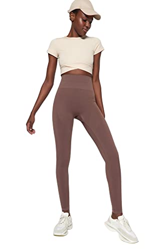 Trendyol Damskie legginsy sportowe z wysokim stanem o regularnym kroju, Norka, M