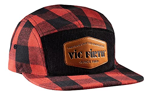 Vic Firth VAHC0012-LE Flanelowa 5-panelowa Czapka Camp, Limitowana Edycja, Czarno Czerwona