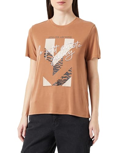 ONLY Damski T-shirt Onlfree Modal S/S Atelier Top Box JRS, Olej arganowy/nadruk: gallery, S