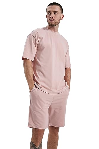 DeFacto Męski Basic Oversized T-shirt męski – klasyczny T-shirt dla mężczyzn, rose, S