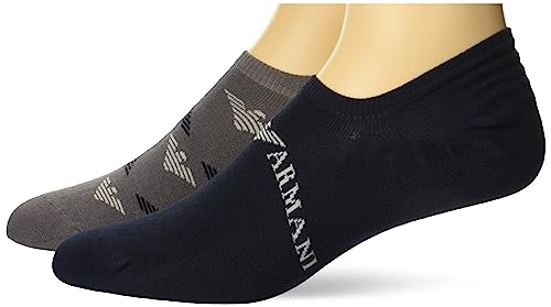 Emporio Armani Skarpety męskie, 2-pak, Morski Antracyt/Orzeł Morski, rozmiar uniwersalny