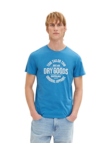 T-shirt męski TOM TAILOR z nadrukiem, 28853-Vallarta niebieski, S