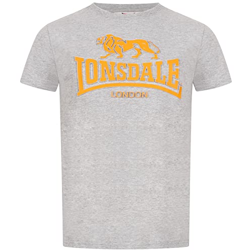 Lonsdale Męski T-shirt Kingswood, Marl Grey/Orange, L