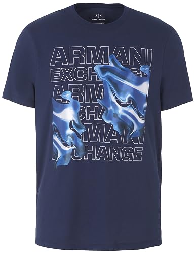 Armani Exchange Męski T-Shirt Regular Fit Large Logo Graphic Tee, granatowy blezer, L