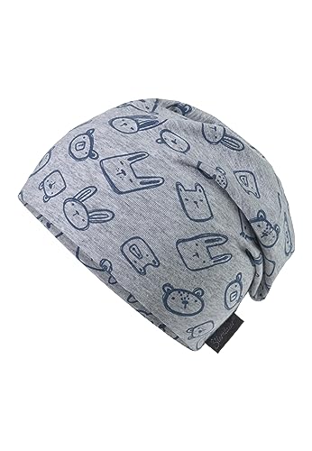 Sterntaler Chłopięca czapka typu beanie z motywem zwierzęcym, srebrna, 45