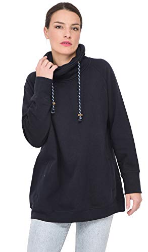 Ulla Popken Damska bluza basic, dwukolorowa bluza ze sznurkiem, niebieski (niebieski 71), 58