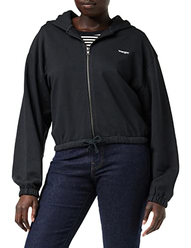 Wrangler Damska bluza z kapturem z zamkiem błyskawicznym, czarna, rozmiar X-Small
