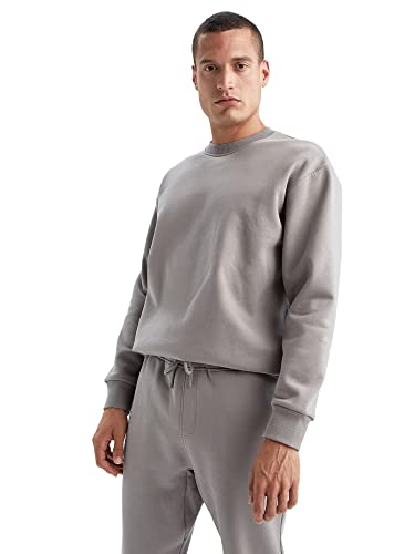 DeFacto Sweter z długim rękawem męski - okrągły dekolt bluza męska (szary, XL), szary, XL