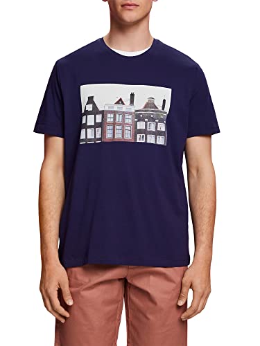 edc by ESPRIT Męski T-shirt 053CC2K313, 405/DARK Blue, L, 405 / ciemnoniebieski., L