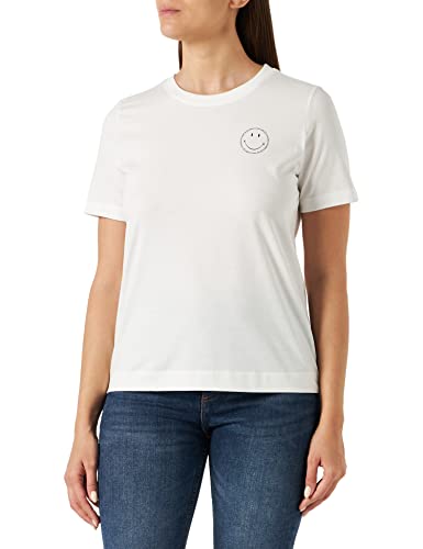 s.Oliver Damska koszulka z nadrukiem Smiley, krem 0210, 38