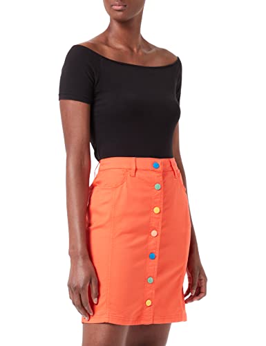 Love Moschino Damska spódnica Lyocell Gabardine z wielokolorowymi guzikami, pomarańczowy, 40