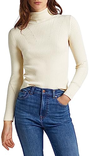 Pepe Jeans Damski sweter Dalia z zawijanym kołnierzem, beżowy (kość słoniowa), L