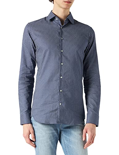 Seidensticker Bedrucktes Hemd Mit Kent-Kragen Und Hohem Tragekomfort - X-Slim Fit - Langarm - Męska koszula biznesowa Paisley, Wielokolorowy (Blau 17), 41