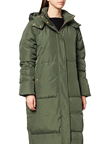 Noa Noa Damska ciężka odzież wierzchnia, długi płaszcz puchowy, Zielony wojskowy, 64