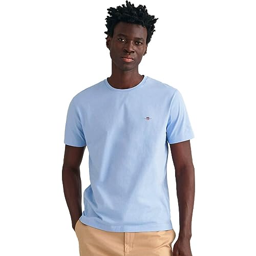 GANT Męski t-shirt REG Shield SS, Capri Blue, Standard, niebieski (Capri Blue), XXL