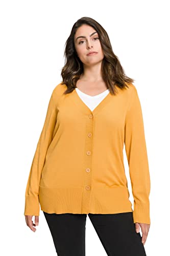 Ulla Popken Kardigany damskie guziki, miodowożółty, 42/44