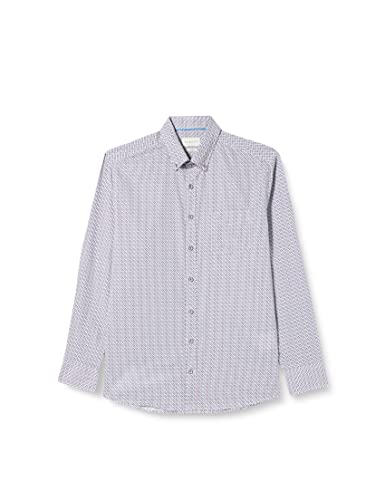 bugatti Męska koszula 9350-38804 z kołnierzem na guziki, granatowa, standardowa, morski, M