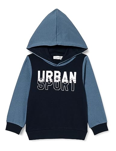 NAME IT Bluza chłopięca Nmmveblock Ls Sweat Wh Unb L, Dark Sapphire, 104