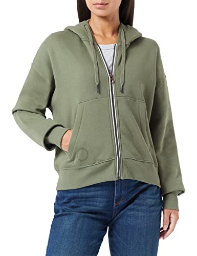 camel active Damska bluza z kapturem z bawełny, oliwkowy, M