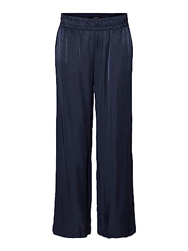 VERO MODA Women's VMSADIATIKA MR Wide Pant, spodnie damskie, granatowe, rozmiar S/30 (DE), granatowy blezer, 30W / 30L