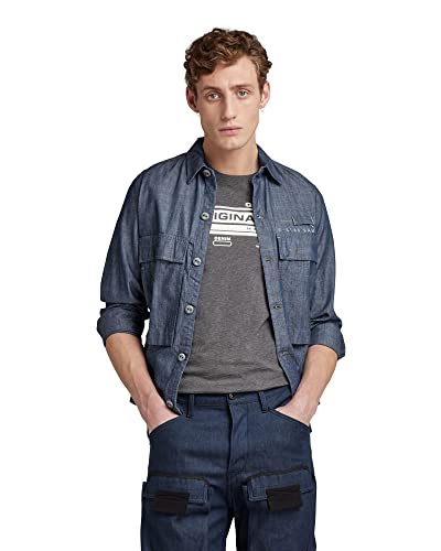 G-STAR RAW Męska kurtka z kapturem Pocketony Service, Blau (Rinsed C611-082), XL