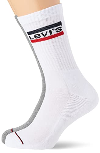 Levi's Męskie skarpety na łydki 144ndl Regular Cut Sprtwr Logo 2p, Wielokolorowy (biały/szary 062)