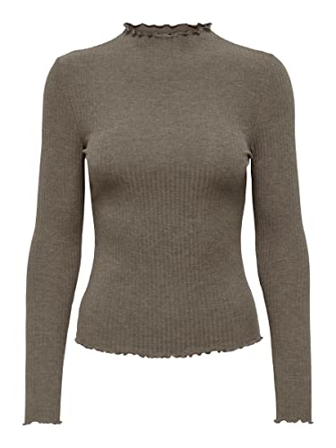 ONLY Women's ONLEMMA L/S HIGH Neck TOP NOOS JRS koszulka z długim rękawem, Caribou/szczegóły: melanż, 3XL
