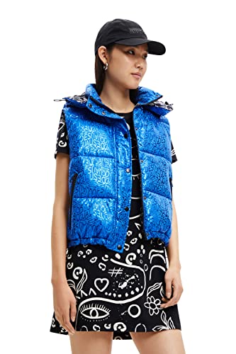 Desigual 22WWEW21 Damski wyściełany krótki płaszcz, NIEBIESKI, L