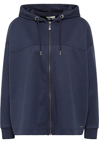DreiMaster Vintage Damska bluza z kapturem oversize z zamkiem błyskawicznym, morski, L