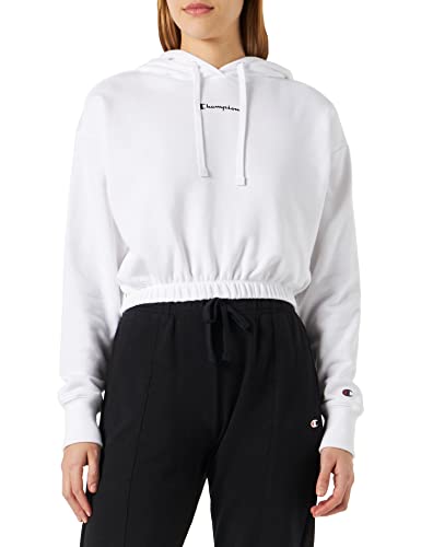 Champion Damska bluza z kapturem Legacy American Classics Powerblend Terry małe logo Boxy, biały, XS