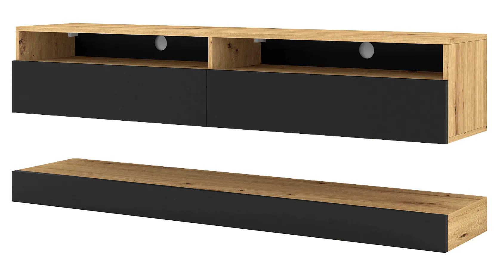 Zestaw szafka na TV z półką dąb artisan + czarny L4-H54