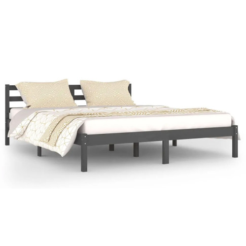 Szare dwuosobowe łóżko drewniane 160x200 - Lenar 6X