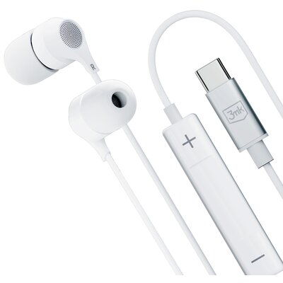 3mk Wired Earphones USB-C białe