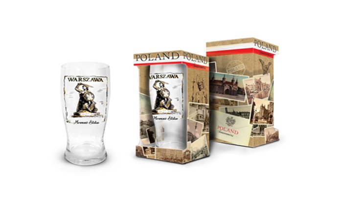 Suveniry Miasta, Szklanka do piwa, Warszawa Syrenka, 500 ml