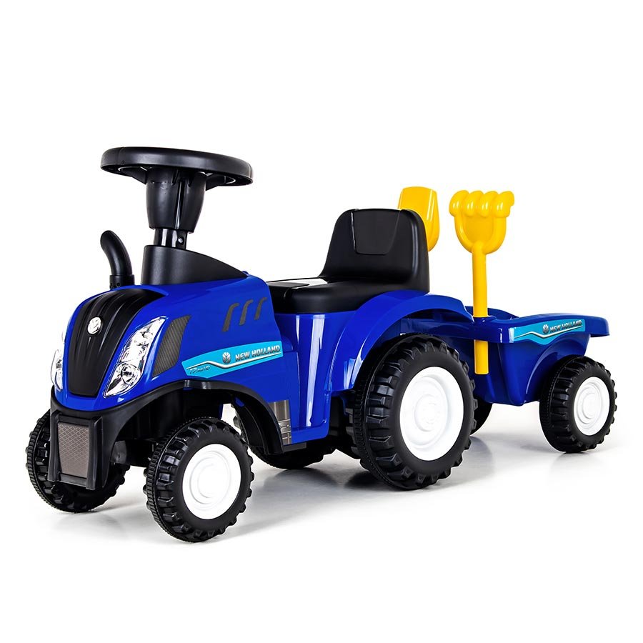 Jeździk Pchacz Traktor Z Przyczepą New Holland T7 - Niebieski