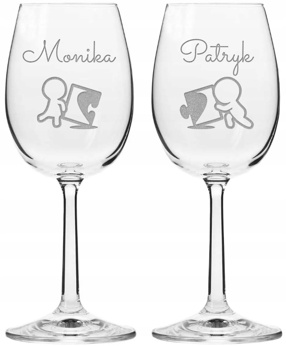 KIELISZKI DO WINA DLA PARY WALENTYNKI GRAWER y1