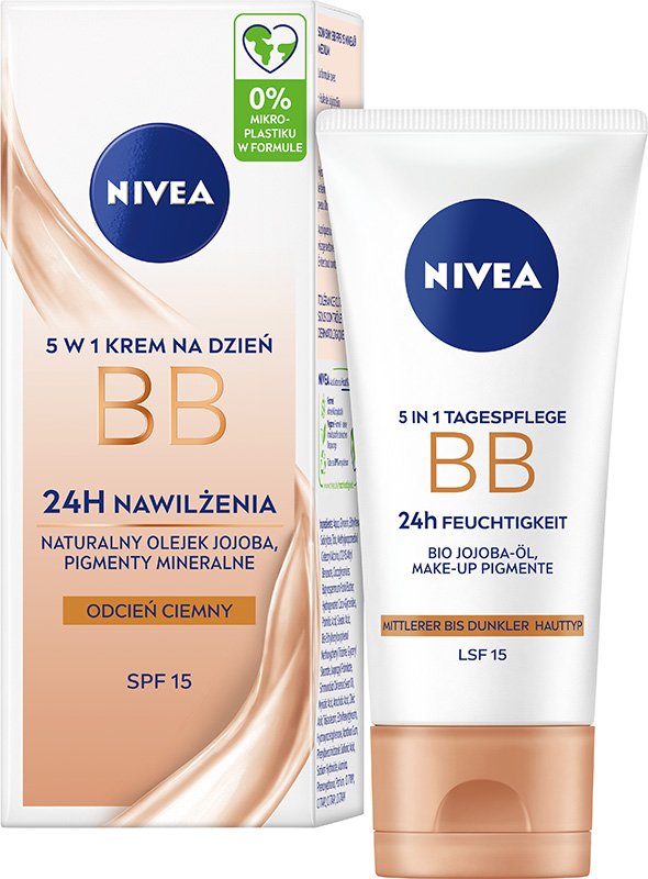 Nivea, BB Krem 5w1 Nawilżający SPF15, Odcień ciemny, 50ml