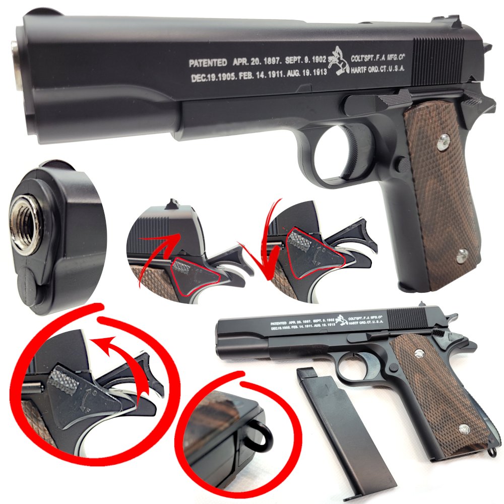 Pistolet Metalowy Na Kulki COLT M1911 100% Metal REPLIKA ASG