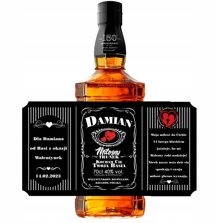 ETYKIETA NA WALENTYNKI PREZENT WHISKY 1L Y3
