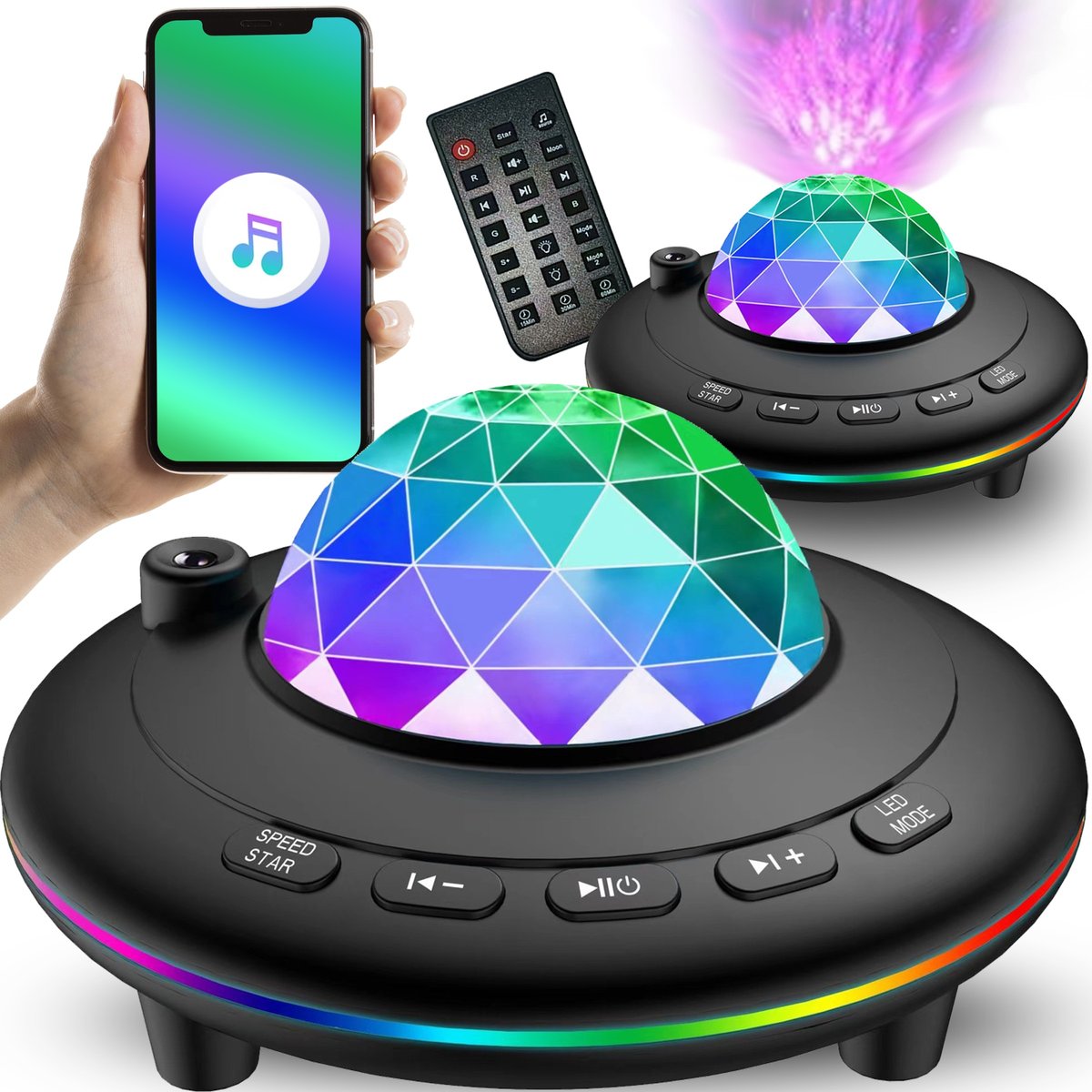 LAMPKA NOCNA PROJEKTOR GWIAZD NIEBA KOSMOSU OBROTOWA STAR LED 2w1 RZUTNIK