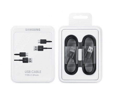Oryginalny ZESTAW Samsung 2x SZYBKI kabel USB-A USB-C 1.5M NOWY Czarny