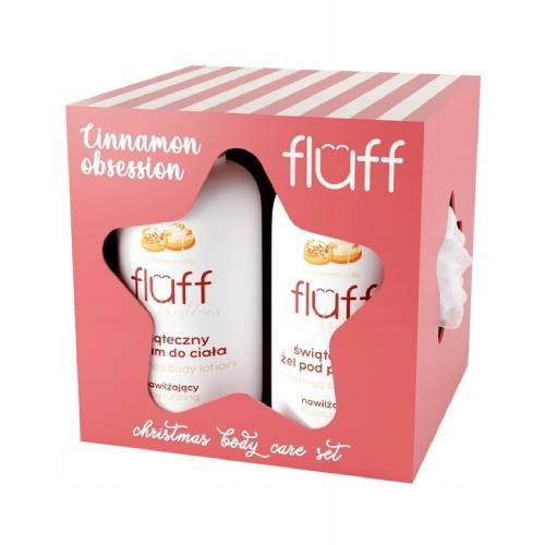 FLUFF Zestaw Cinnamon Obsession (Żel pod prysznic, 200ml + Balsam do ciała, 200ml + myjka do ciała) - !!! 24h WYSYŁKA !!!