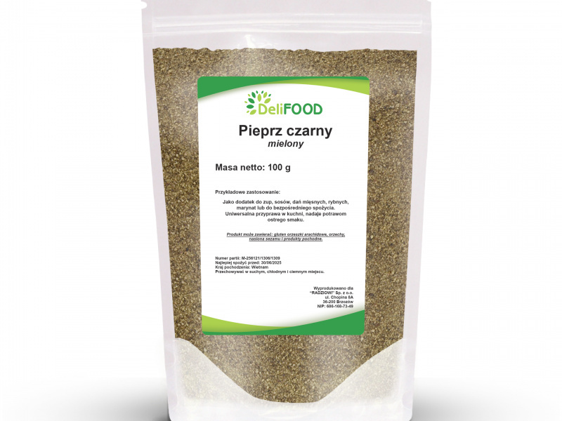 Pieprz czarny mielony - 100g DeliFOOD >>dostawa już od 6 zł, zapraszamy!