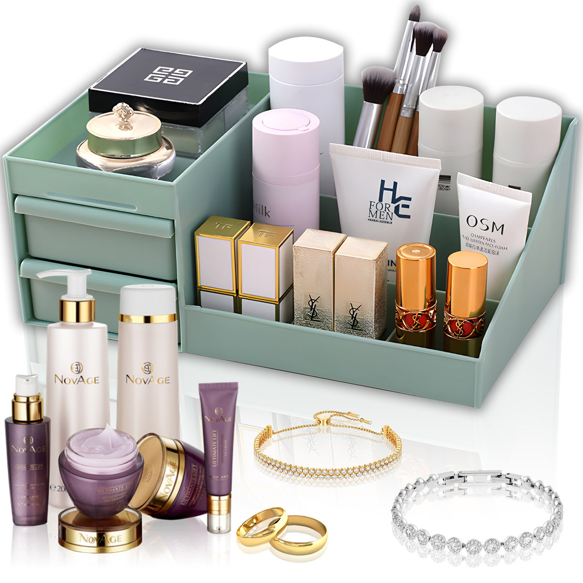 Retoo, Organizer Pudełko Na Kosmetyki Biżuterię Zegarki Pojemnik Pudełko Szkatułka