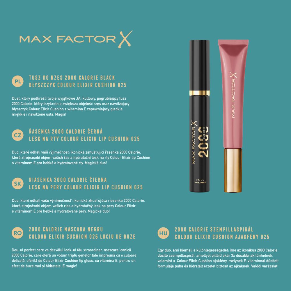Max Factor Zestaw (Maskara 2000 Calorie + Błyszczyk Lip Cushion)